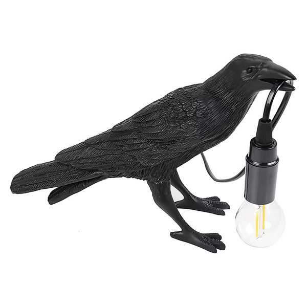 Loon Peak® Raven Table Lamp LED Resin Novelty Lamps Crow Bird Art Decor